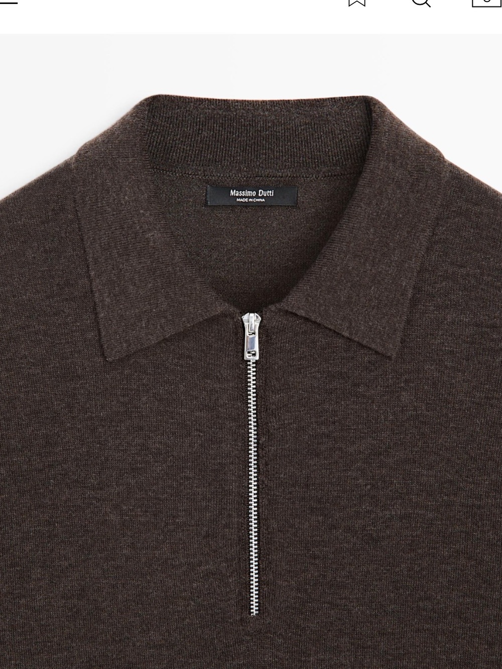 Massimo Dutti NWT WOOL BLEND QUARTER-ZIP KNIT SWEATER BROWN 0964/206 - Picture 4 of 11